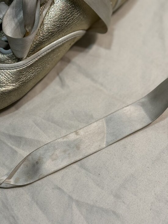 Louis Vuitton Leather Athletic Shoes for Women for sale | eBay Louis Vuitton Ribbon Lace Sneaker Metallic Gold Leather Made in Italy EU 39